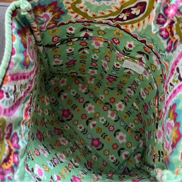 Vera Bradley Tutti Frutti Tote Green Pink Paisley Floral Print